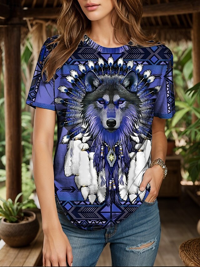 Women's Boho T Shirt Graphic Animal Geometric Vintage