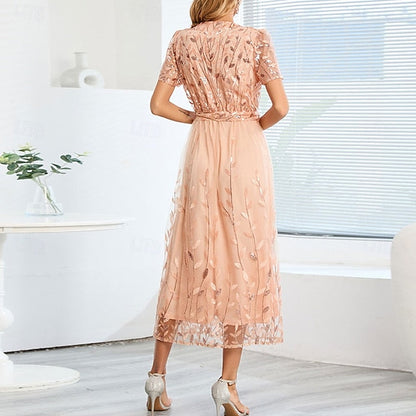 Dress Bride Neck the of V Sequin Elegant A-Line Mother