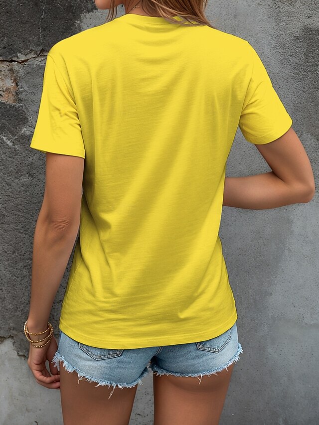 Women's T Shirt Print Heart Graphic Letter Vintage Stylish