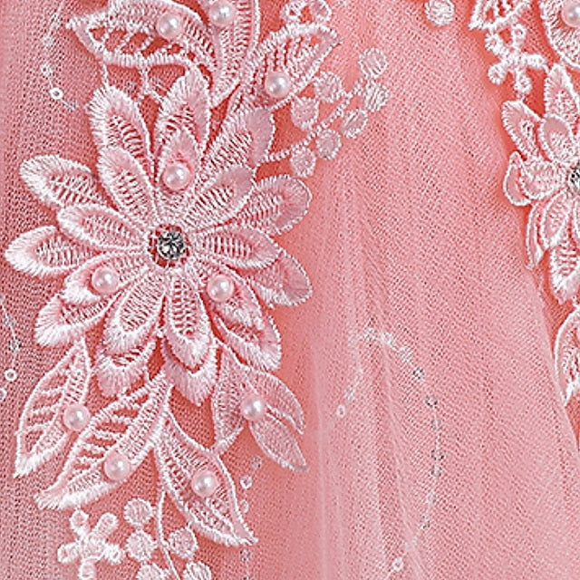 Girls' Dress Line Floral Colored Solid Kids A