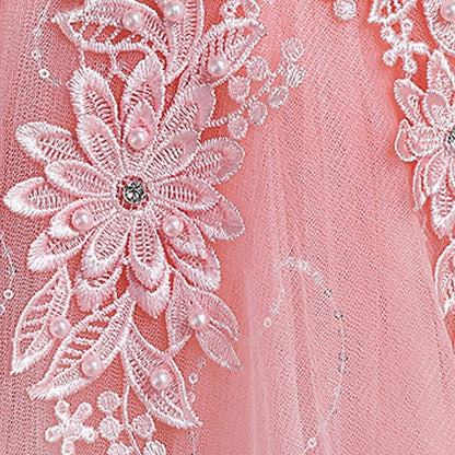 Girls' Dress Line Floral Colored Solid Kids A