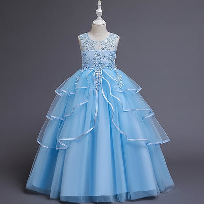 Party Solid Color Kids Dress Girls' Sleeveless