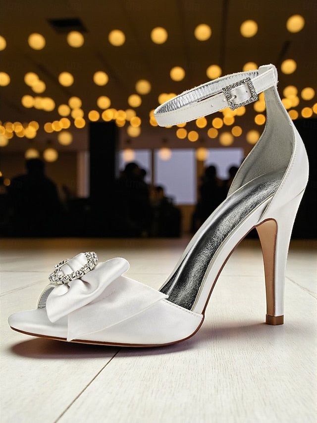 with Sandals Heel High Women's Rhinestone Purple Satin