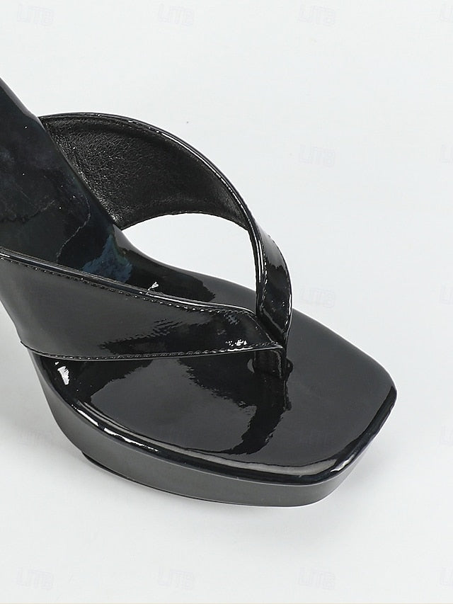 Block Iridescent Chunky Heels Open-Toe Pink Women's with