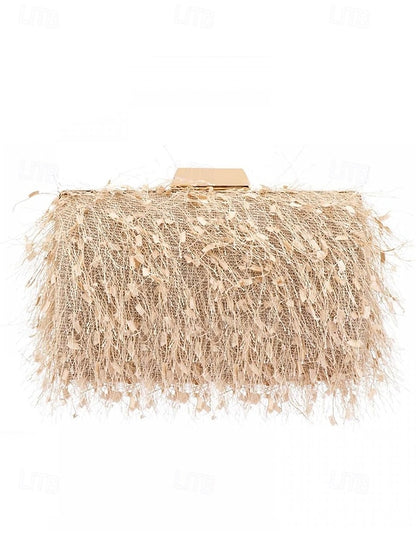 Chain with Strap Women's Feathered Chic Clutch Evening