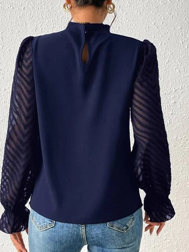 Women's Shirt Blouse Patchwork Plain Modern Casual Long