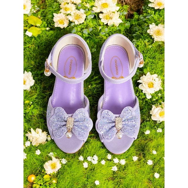 with Accent Sandals Bow Girls' Purple Pearl Glitter