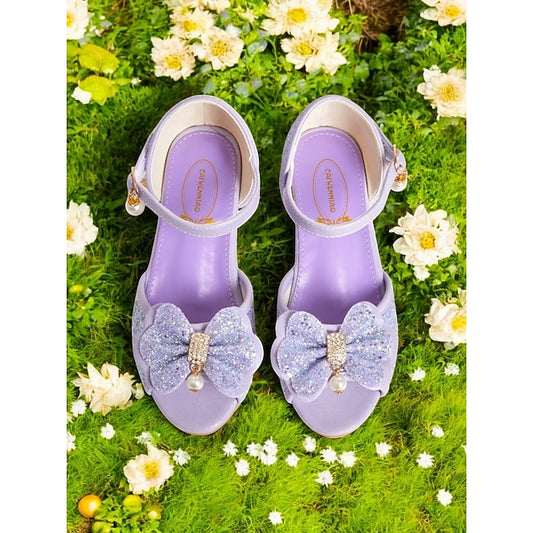 with Accent Sandals Bow Girls' Purple Pearl Glitter