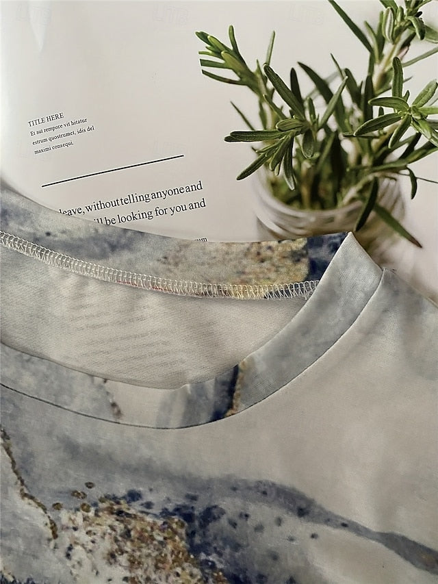 Women's T Shirt Casual Print Short Sleeve Regular Tops