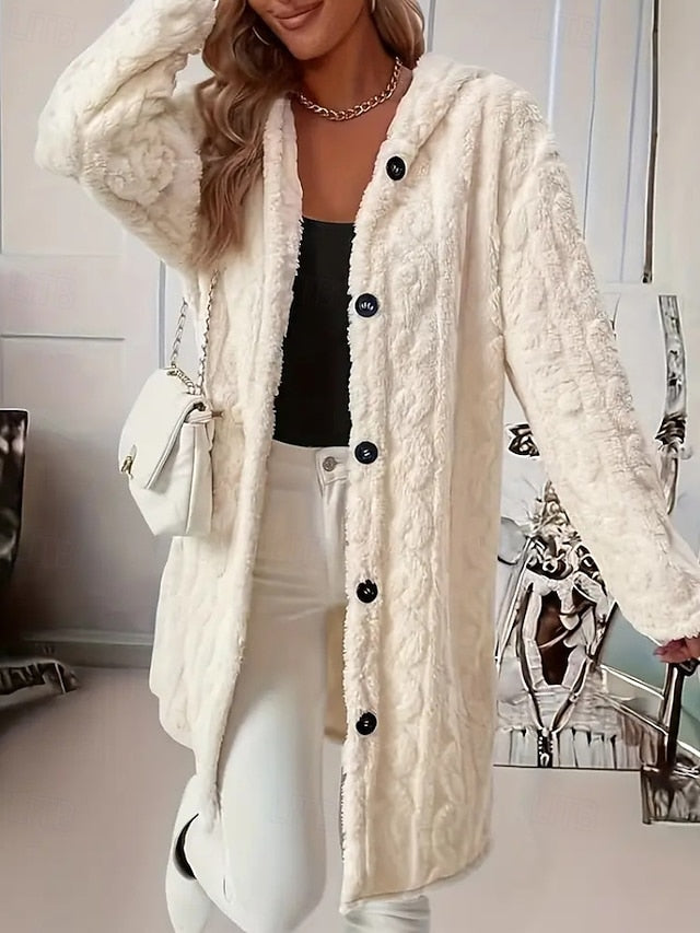 Faux Buttons Warm Fur Coat Casual Comfortable Women's