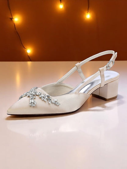 Heels Black Slingback Satin Women's