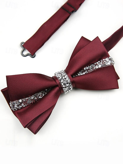 Burgundy Embellishment Satin with Tie Crystal Elegant – Bow