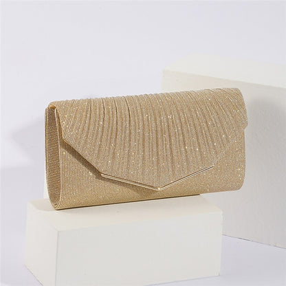 Clutch Elegant Evening Gold with Bag Metal Women's Glitter