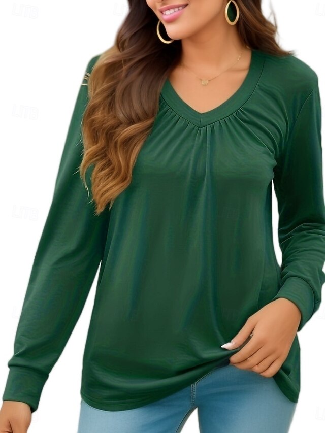 Women's T Shirt Tee Top Ruched Plain Fashion Classic Casual