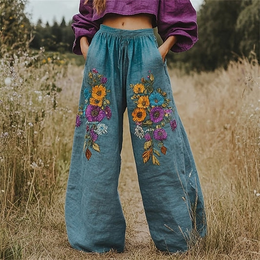 Women's Wide Leg Pants Trousers Palazzo Pants Vintage Boho
