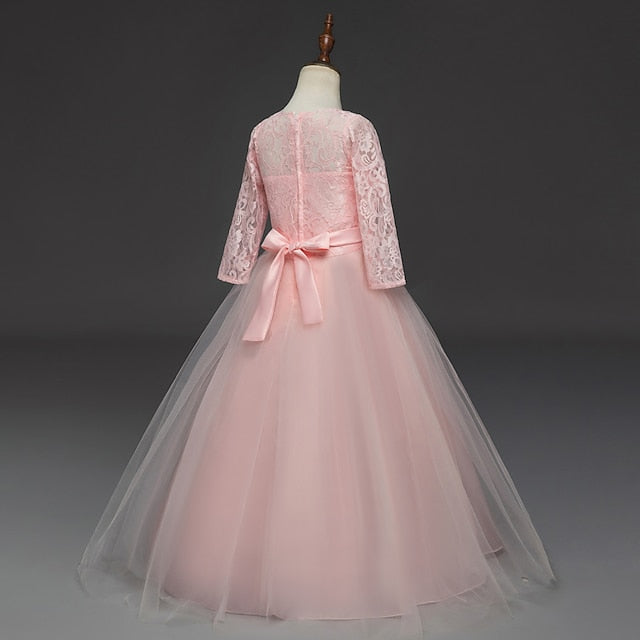 Kids Flower Prom Dress Girl Lace Years Princess 3-13