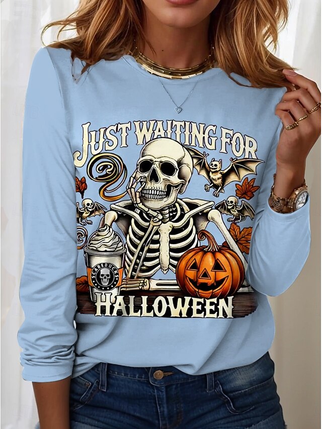 Women's T shirt Pumpkin Graphic Skull Vintage Fashion