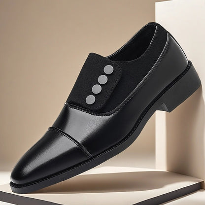 Black Classic Slip-On Shoes Button Men's Decor