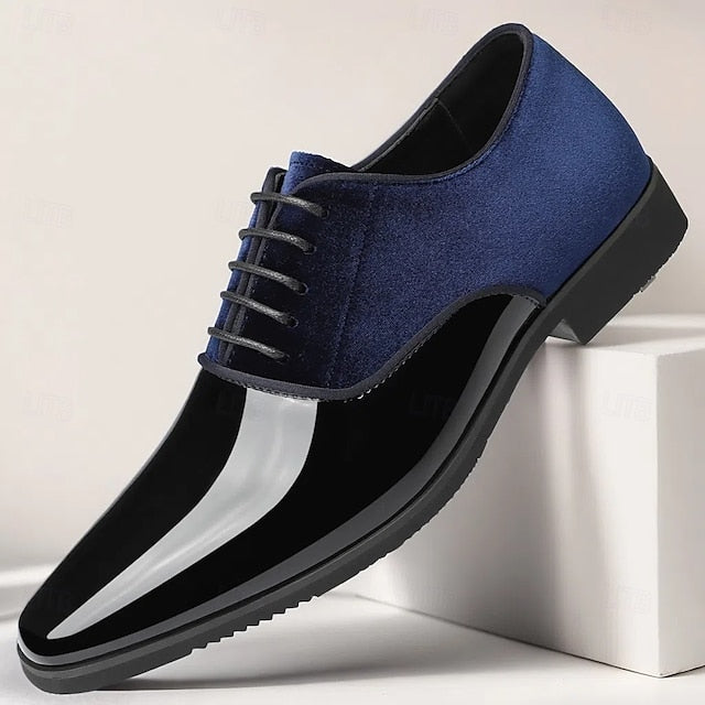 Velvet with and Shoes Glossy Blue Finish White Men's