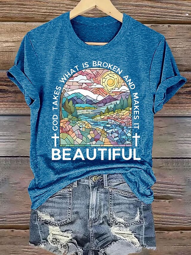 Women's T Shirt Print Floral Graphic Letter Vintage Fashion