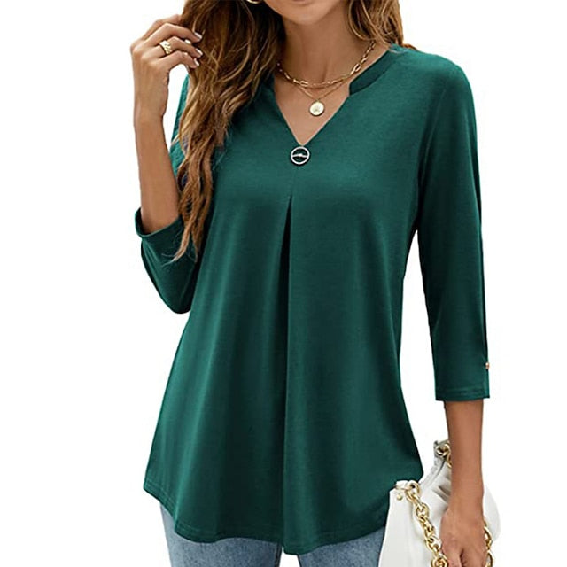 Women's Shirt Blouse Tunic Black White Pink Plain Flowing