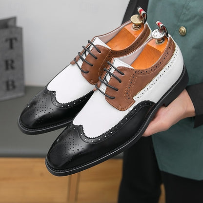and Men's White Oxford Wingtip Shoes with Brown