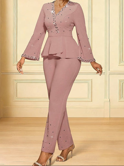 of V the Bride Elegant Ankle Dress Length Mother Jumpsuits Neck