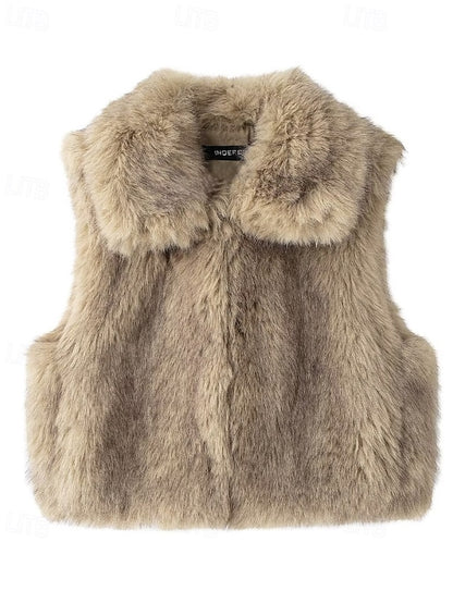 Comfortable Leathers Faux Women's Fur Coat Vest Furs
