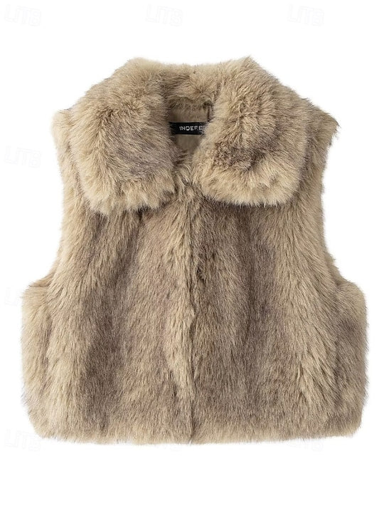 Comfortable Leathers Faux Women's Fur Coat Vest Furs