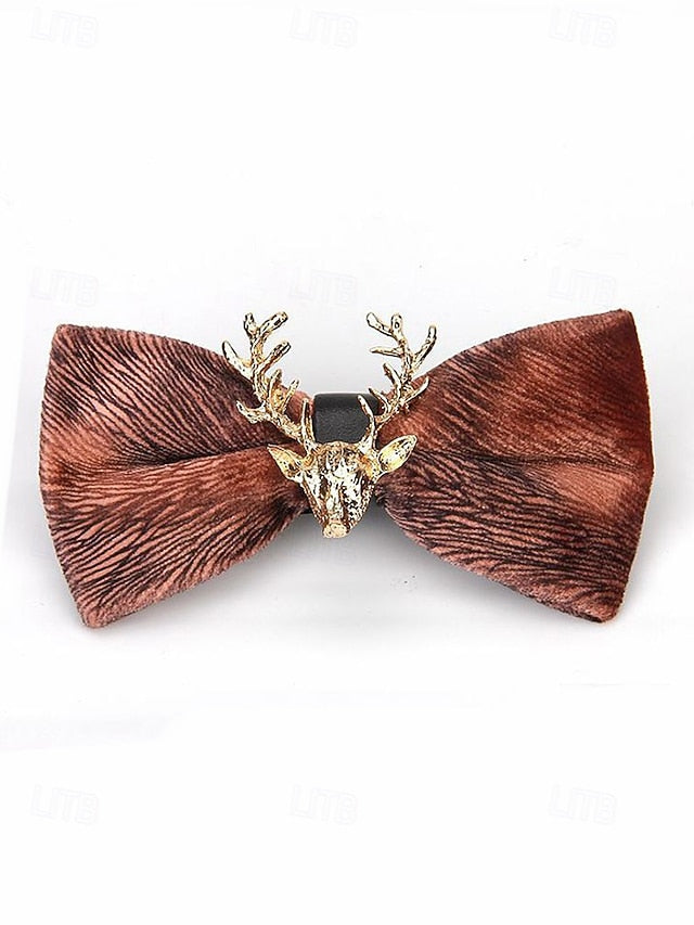 Velvet Deer Pin with Men's Bow Gold Head Tie