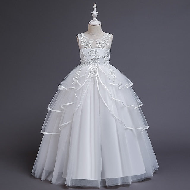 Color Sleeveless Party Girls' Solid Dress Kids