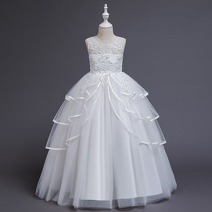 Color Sleeveless Party Girls' Solid Dress Kids