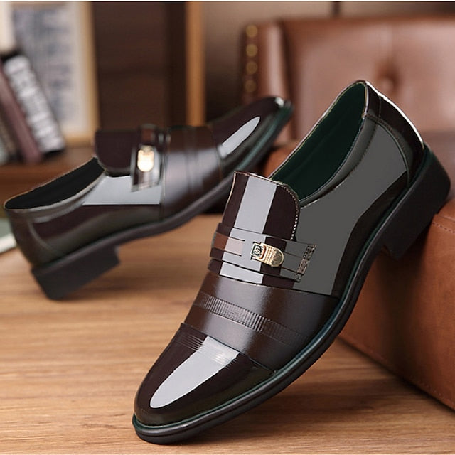 Loafers with Brown Faux Men's Leather Patent