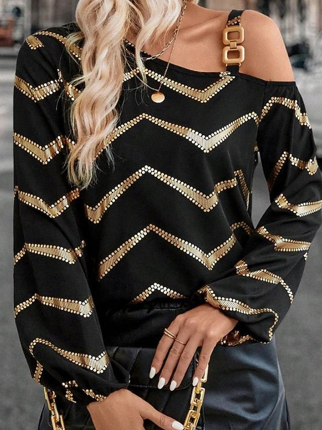 Women's Blouse Stylish Modern Lantern Sleeve Long Sleeve