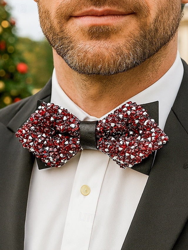 Sequins Tie Christmas Polyester – Bow Men's Sparkling