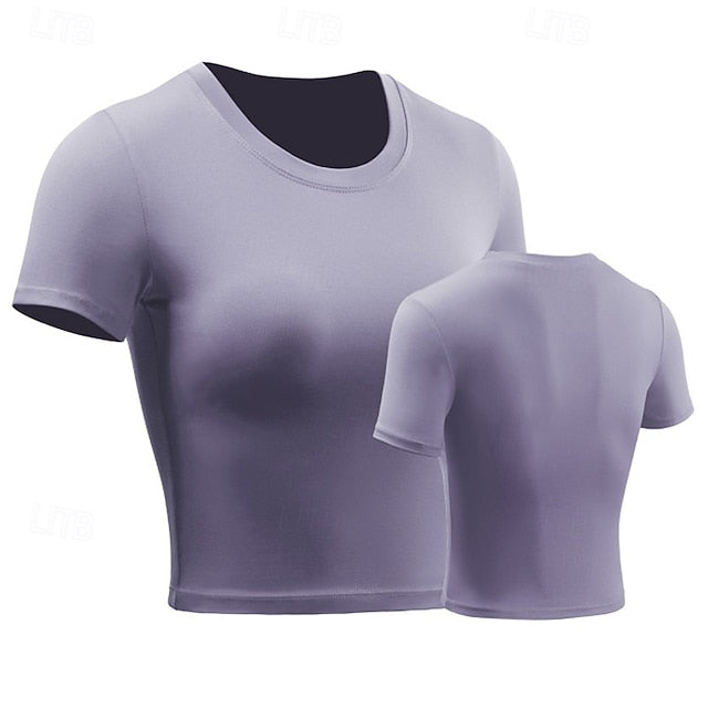 Women's Running T-Shirt Crop Top Short Sleeve Tee Tshirt