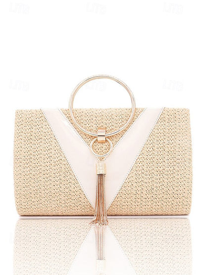 with Elegant Woven Purse Handbag Straw Clutch Women's –
