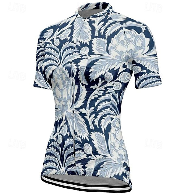 Women's Cycling Jersey Leaf Short Sleeve Bike Tee Tshirt