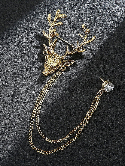 Christmas Men's with Brooch Lapel Deer Pin