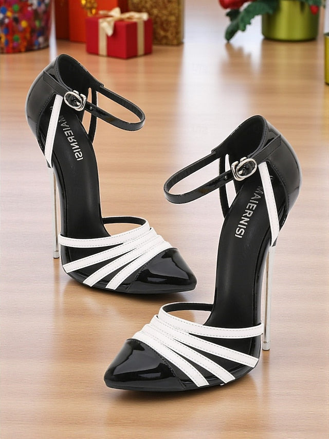 Patent Leather - Stiletto Black Women's Heels Red and