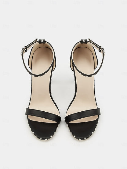 with Sandals Stiletto Black - Stud Embellishments Silver