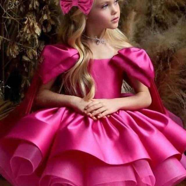 Flower Girls' Dress Color Kids Girl Solid Party