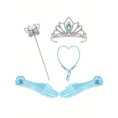 Girl Elsa Party Costume Tulle Theme Princess Frozen Flower Dress