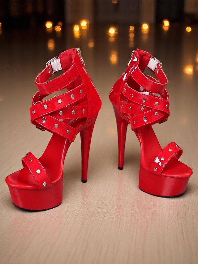 Women's High Platform Buckled White and Straps Heels with