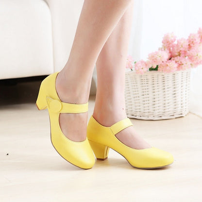 Toe Women's Mary – Jane Yellow Shoes Round