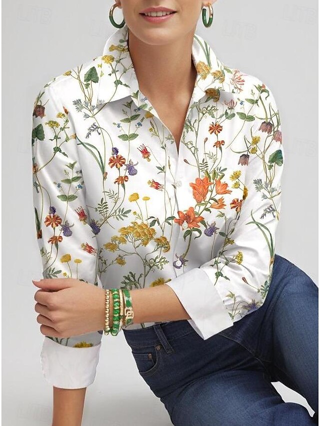 Women's Shirt Long Sleeve Button Down Blouse Fashion