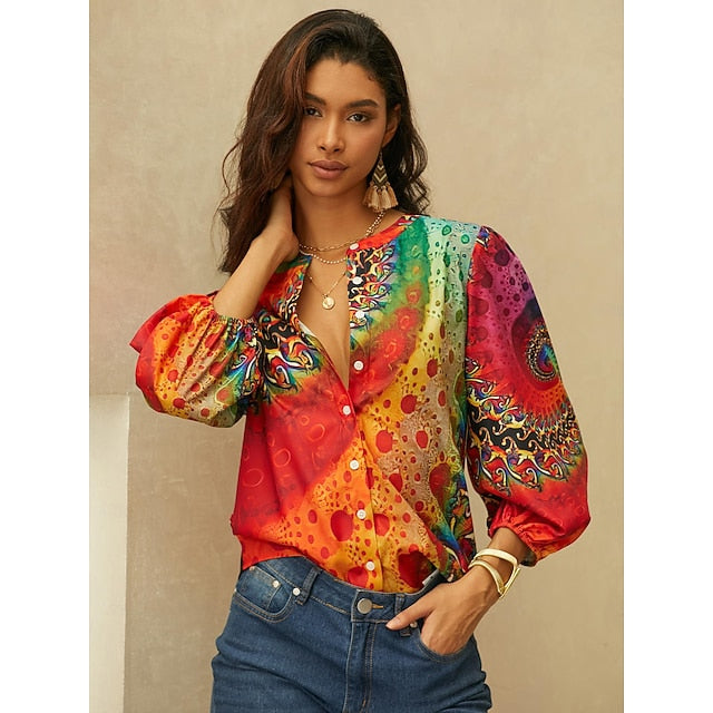 Women's Shirt Long Sleeve Button Down Blouse Daily Basic