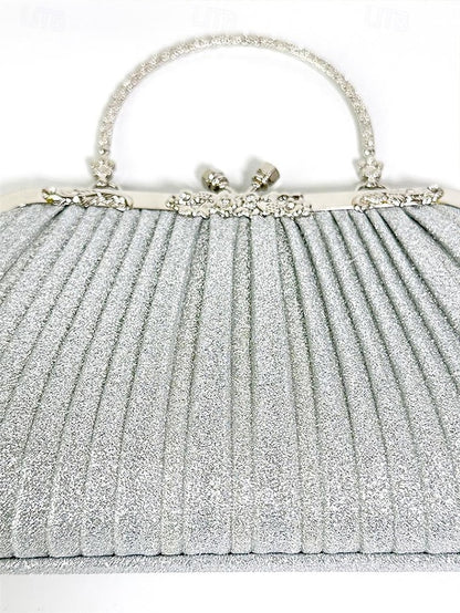 Glitter Clutch Pleated Vintage with Purse Evening Women's
