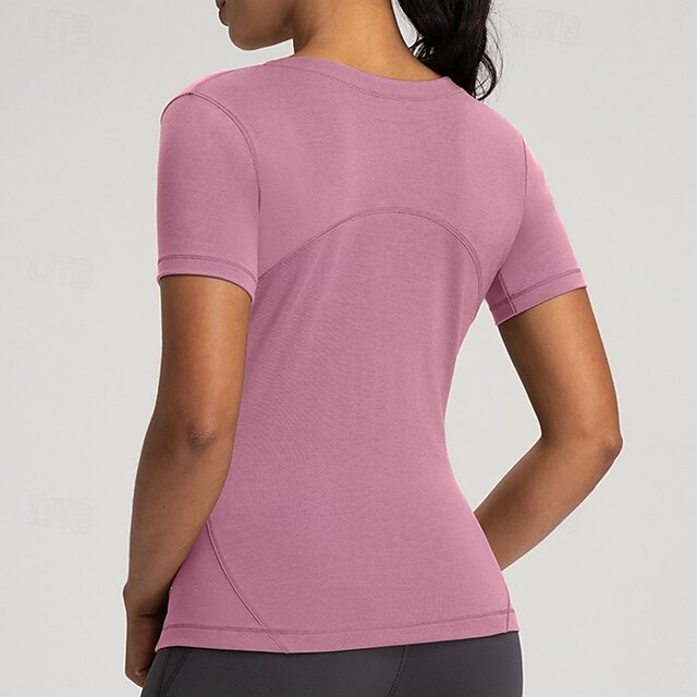 Women's Yoga T-shirt Workout Tops Round Neckline Breathable