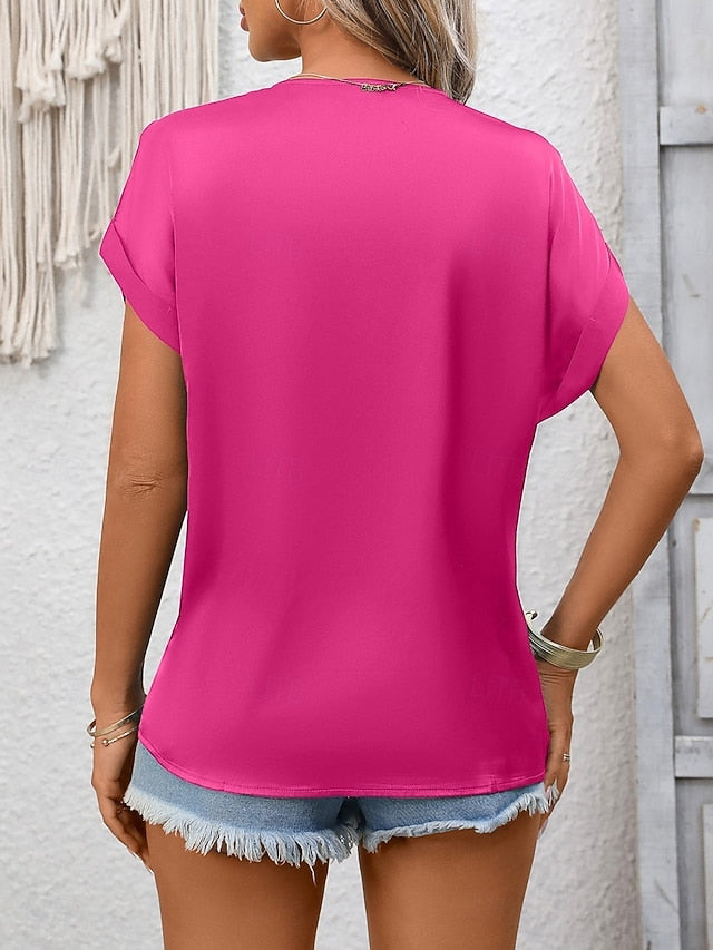 Women's Shirt Blouse Lace Tops Patchwork Plain Stylish